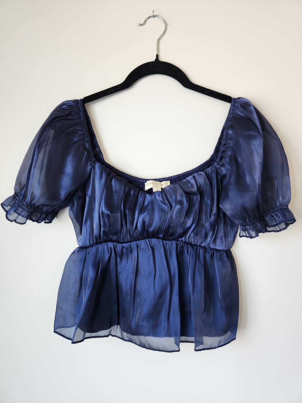 Thirty/Thirty LA Blue Puff Sleeve Blouse - S